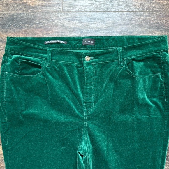 TALBOTS Velveteen Green Straight Leg Pants 18W - Picture 2 of 6